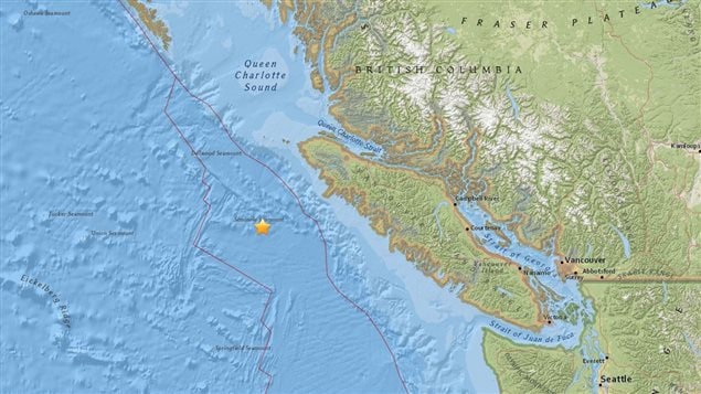 The earthquake was centred 164 kilometres southwest of Port Hardy off at a depth of 10 kilometres. (USGS)