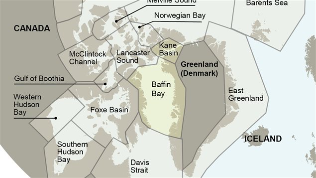 Polar bear subpopulations, with Kane Basin and Baffin Bay highlighted.