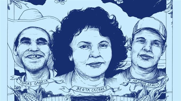 Una ilustración con el rostro de la líder hondureña asesinada Berta Cáceres.