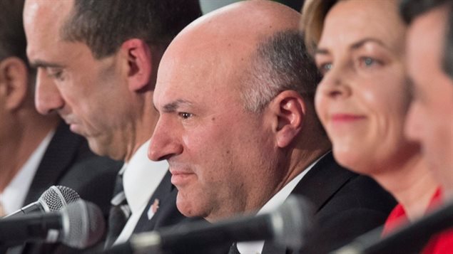The social media campaign aims to stymie Conservative leadership hopefuls Kevin O’Leary (centre) and Kellie Leitch (beside him).
