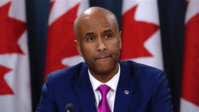 Immigration, Refugees and Citizenship Minister Ahmed Hussen speaks during a news conference, Tuesday, February 21, 2017 in Ottawa. 