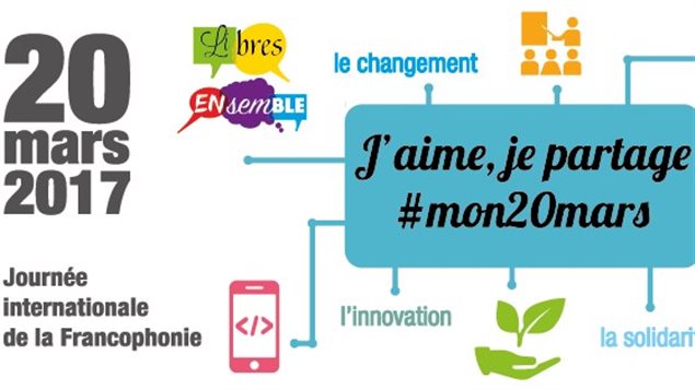 Image tirée de l'affiche oficielle de la Journée internationale de la francophonie 2017 - page facebook de l'OIF Image tirée de l'affiche oficielle de la Journée internationale de la francophonie 2017 - page facebook de l'OIF