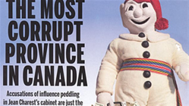 La Provincia más corrupta de Canadá, portada de la revista Maclean’s de Toronto. 