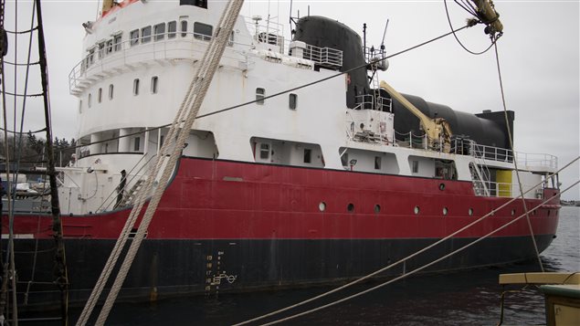 Another view of the former icebreakeer which sleeps 60- crew and travellers. It has been leased for this unique Canada 150 anniversary voyage around Canada's vast coastlines