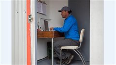 Paul Morralee, Board member on the non-profit Canadian Lighthouses of Lake Superior, shown in the tower office on Porhyry Island Lightstation