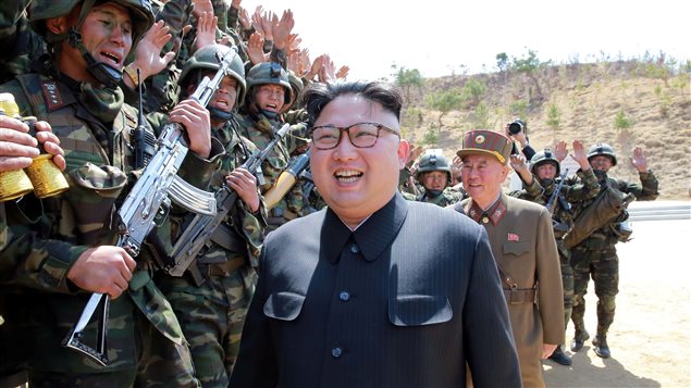 North Korean Leader Kim Jong Un attends a target-striking contest by the Korean People’s Army (KPA) in this undated photo, released by North Korea’s Korean Central News Agency (KCNA), April 13, 2017.