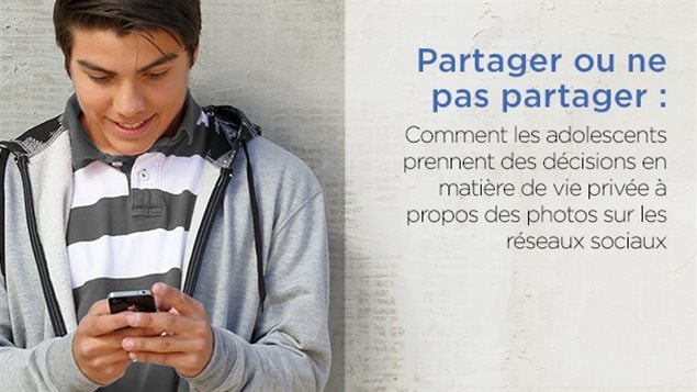 Affiche de la nouvelle étude d’HabiloMédias concernant le partage des photos et des informations par les jeunes canadiens. 