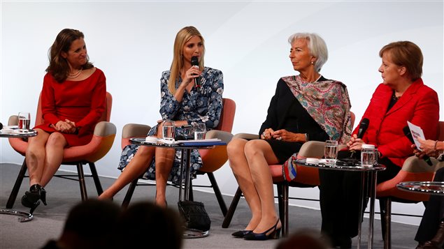 Canadian Minister for Foreign Affairs Chrystia Freeland, Daughter of U.S. President Ivanka Trump, Christine Lagarde, Managing Director, International Monetary Fund and German Chancellor Angela Merkel attend the W20 Summit under the motto *Inspiring women: scaling up women’s entrepreneurship* in Berlin, Germany, April 25, 2017. 
