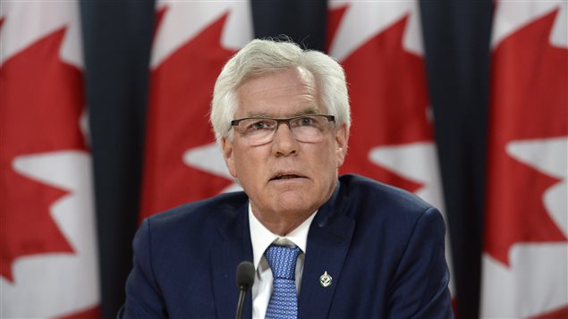 Minister of Natural Resources Jim Carr speaks during a press conference in response to newly-levied U.S. tariffs on Canadian softwood lumber, in Ottawa on Tuesday, April 25, 2017.