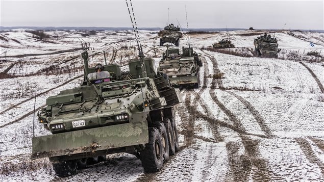 Members of Task Force Tomahawk (TFTH) participate in Exercise RUGGED BEAR at the Canadian Manoeuvre Training Centre in Wainwright, Alberta on April 20, 2017.