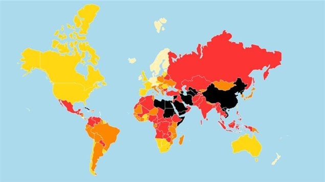 World Press Freedom Index: The darker the colour, the worse the situation.