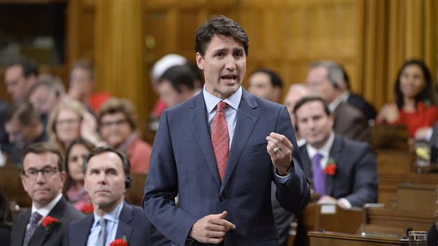 رئيس الوزراء الكندي جوستان ترودو أمام مجلس العموم الكندي يدافع عن موقف الحكومة 