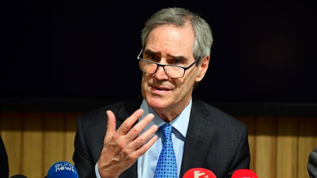 President and Rector of the Central European University (CEU) Michael Ignatieff speaks during a press conference in Budapest on March 29, 2017. The English-language CEU set up in Budapest by Hungarian born American businessman Georg Soros in 1991 after the fall of communism, has long been seen as a hostile bastion of liberalism by Prime Minister Viktor Orban’s right-wing government.