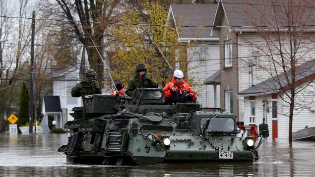 Over 1200 military personnel have been called out to help with the flodd situation in Quebec. More are expected today.