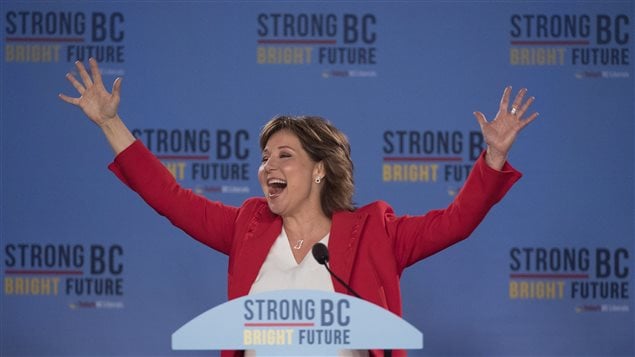 La primera ministra de Columbia Británica, Christy Clark, celebra la victoria del Partido Liberal. 