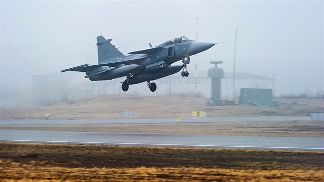 A Swedish Air Force JAS 39 Gripen fighter plane takes off from the F17 Blekinge Air Force Wing, based in Kallinge, on April 2, 2011.