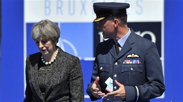 Arriving at the NATO summit, British Prime Minister Theresa May will want to discuss intelligence and the leak of information about the Manchester bombing.