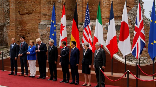 Dirigentes del G7 reunidos en Taormina, Italia.