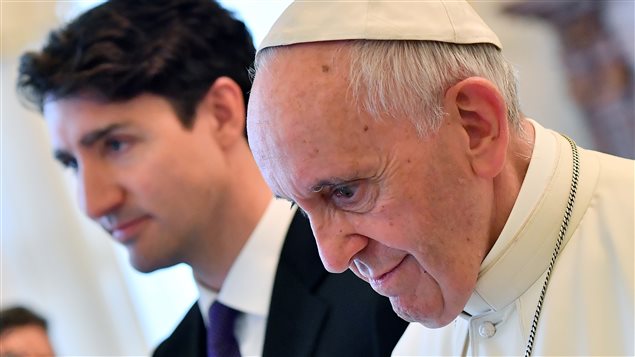 Pope Francis meets Canada’s Prime Minister Justin Trudeau during a private audience at the Vatican, May 29, 2017.