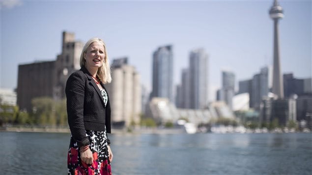 Environment Minister Catherine McKenna is pictured after delivering a policy announcement in Toronto , on Wednesday May 31 , 2017. McKenna says the Canadian government remains committed to the Paris Accord amid concerns that the U.S. will walk away from the landmark global climate agreement.