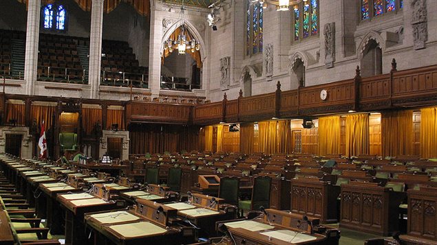 La Cámara de los Comunes en el Parlamento canadiense.