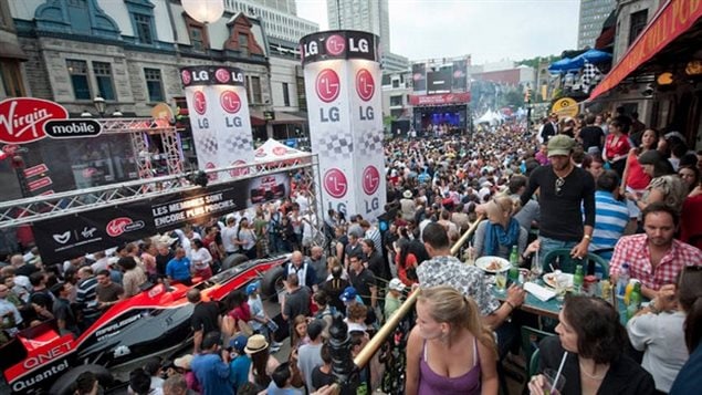 Crescent Street (shown 2013) in downtown Montreal is closed to traffic on race weekend, the bars packed and several events taking place. The race brings in millions of dollars to the Montreal economy.