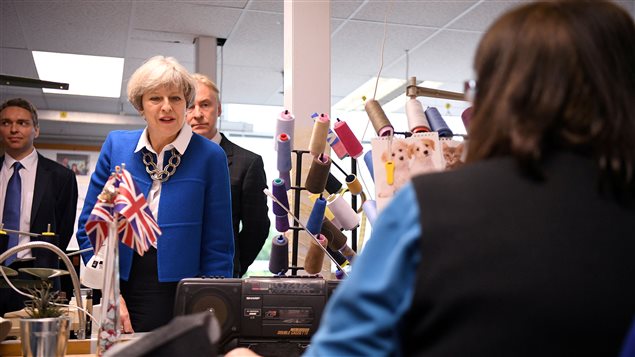 La primera ministra conservadora Theresa May en campaña electoral.