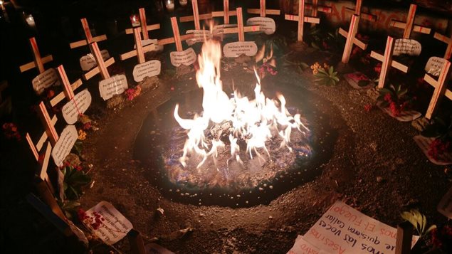 Ceremonia frente al Palacio Nacional en Guatemala en memoria de las 41 niñas fallecidas en un incendio ocurrido en una institución estatal.
