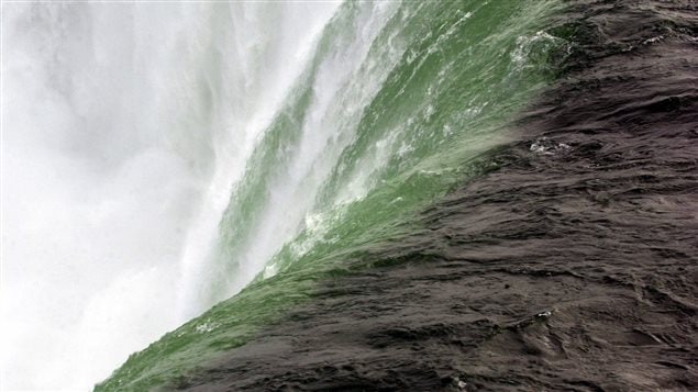 Kirk Jones, of Canton, Mich., took a plunge over this area of the Horseshoe Falls in Niagara Falls, Ontario, as seen Wednesday, Oct. 22, 2003. 