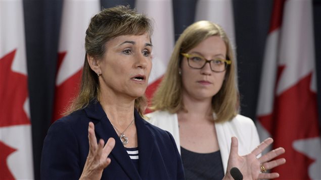 Democratic Institutions Minister Karina Gould and the Chief of the Communications Security Establishment Greta Bossenmaier hold a news conference to discuss an assessment of cyber threats to Canada’s democratic process in Ottawa, Friday June 16, 2017.