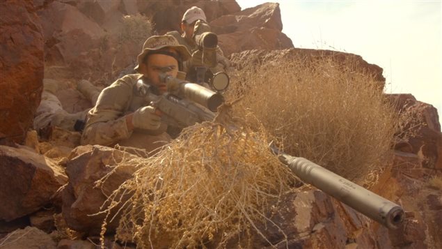 A Canadian sniper and spotter team in Afghanistan with a McMillan TAC-50 from the feature film Hyena Road