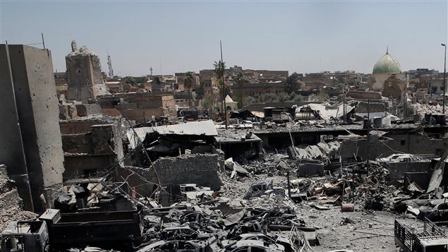 El alminar inclinado al-Habda fue destruido hace 8 días en la antigua ciudad de Mosul, Irak.