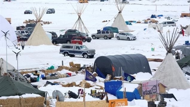 Indigenous people in the U.S. have been staging anti-pipeline protests like this one North Dakota and have asked Canadian chiefs for their support.