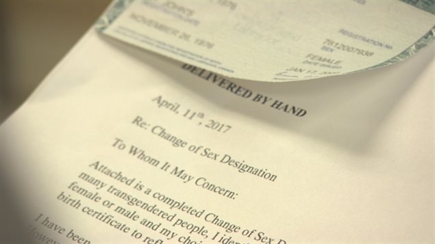 The change-of-sex form that Hickey filed Wednesday doesn’t include a ’neither’ option, so the alternative ’non-binary’ had to be hand-written.