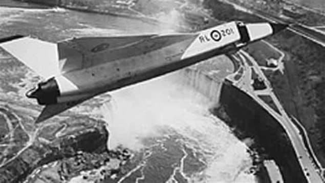 The beautiful Avro Arrow above Canada’s Niagara (Horseshoe) Falls on one of its test flights.