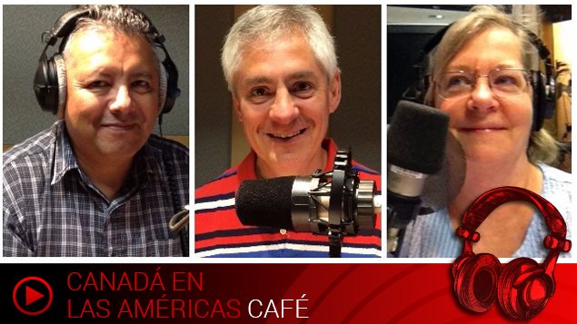 Rufo Valencia, Luis Laborda y Leonora Chapman, miembros de la sección en español de Radio Canadá Internacional