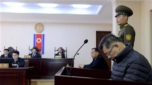 Le pasteur canadien d’origine sud-coréenne Hyeon Soo Lim, lors de son procès en Corée du Nord Photo : Reuters/KCNA