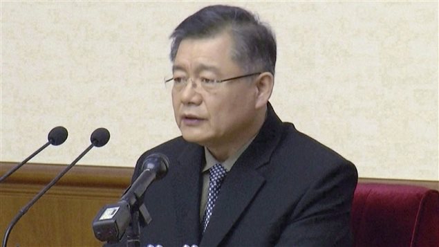Pastor Hyeon Soo Lim is seen speaking in Pyongyang, North Korea on July 30, 2015 in the image made from video.