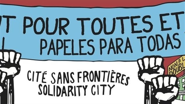 Detalle del afiche de la organización Solidaridad sin Fronteras