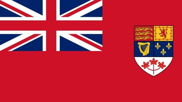 Version de 1957 du Canadian Red Ensign utilisé comme drapeau national jusqu’en 1965. © Wikipédia