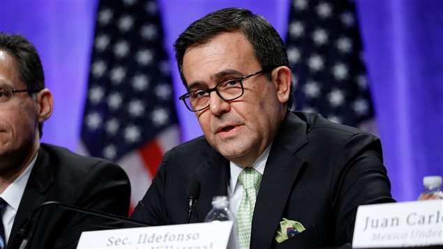 Mexican Secretary of Economy Ildefonso Guajardo Villarreal speaks at a news conference prior to the inaugural round of North American Free Trade Agreement renegotiations in Washington, U.S., August 16, 2017.