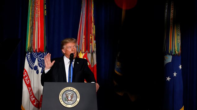 U.S. President Donald Trump announces his strategy for the war in Afghanistan during an address from Fort Myer, Virginia, U.S., August 21, 2017. 