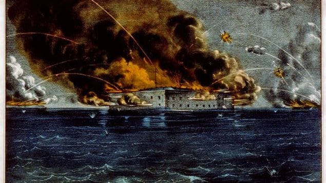 The Battle of Fort Sumter in April 1861  Although the terrific bombardment resulted in only two casualties, it signalled the start of the American Civil War, eventually including tens of thousands of Canadians.