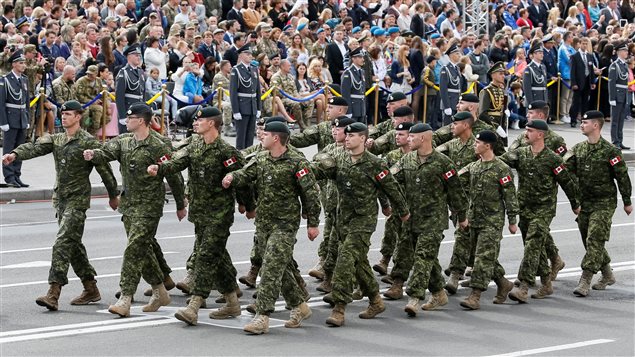 Canadian soldiers march during a military parade marking Ukraine’s Independence Day in Kiev, Ukraine August 24, 2017.