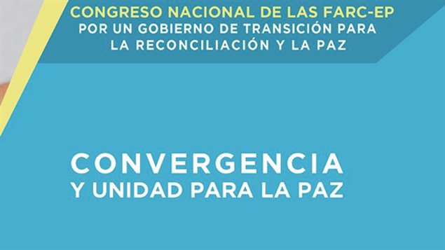 Detalle de un afiche del Congreso fundacional de las FARC como partido político.