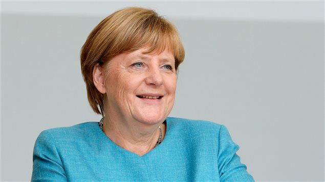 La Canciller alemana, Angela Merkel en campaña electoral. 