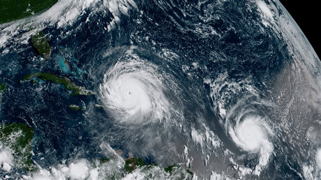 Los huracanes Irma y José, fotografiados el 7 de septiembre 2017.