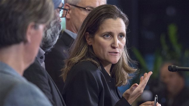 La ministre des Affaires étrangères, Chrystia Freeland, a rencontré le ministre iranien des Affaires étrangères, Javad Zarif, à l'Assemblée générale des Nations Unies à New York en septembre quelques semaines avant la deuxième visite officielle du ministre des Affaires étrangères à Téhéran.