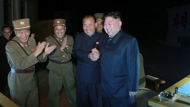 North Korean leader Kim Jong Un guides the second test-fire of ICBM Hwasong-14. 