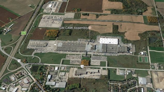 The huge GM-owned CAMI assembly plant in Ingersoll, Ontario. The plant is on strike over fears of job security. NAFTA is being blamed for the loss of tens of thousands of Canadian auto industry jobs.